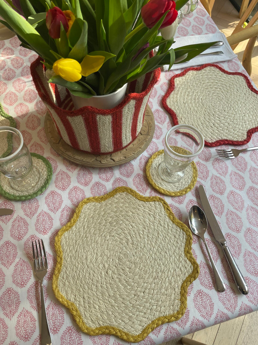 The Braided Rug Company Jute Coasters, Mixed Tulip  (Set Of 6)