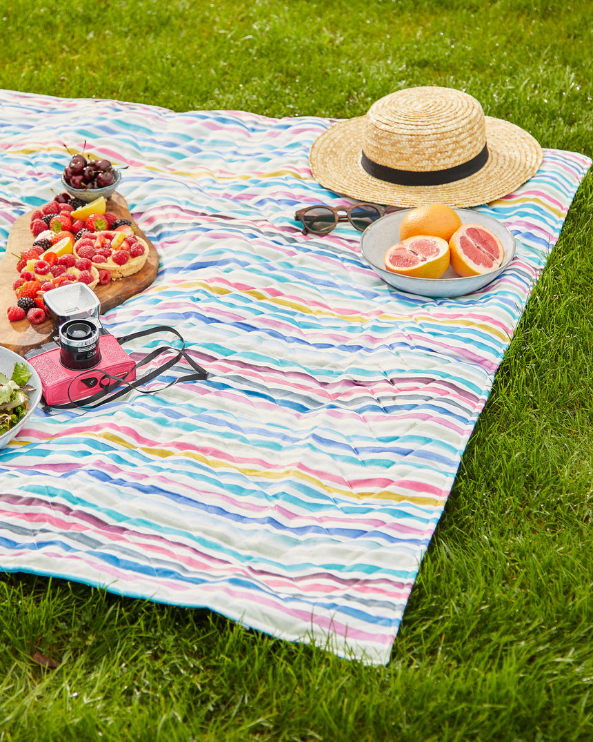 Tweedmill Newbury Quilted Picnic Blanket, Rainbow