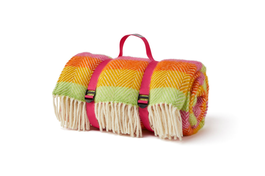 Tweedmill Polo Pure Wool Knitted Picnic Blanket, Refresh Stripes