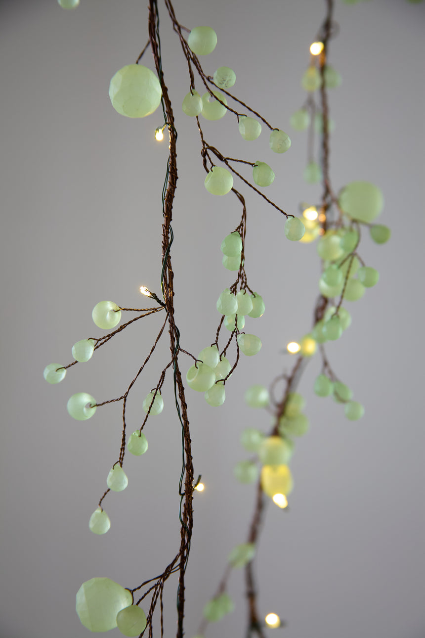 Matt Green Crystal Blossom LED Fairy Lights (Battery Powered)