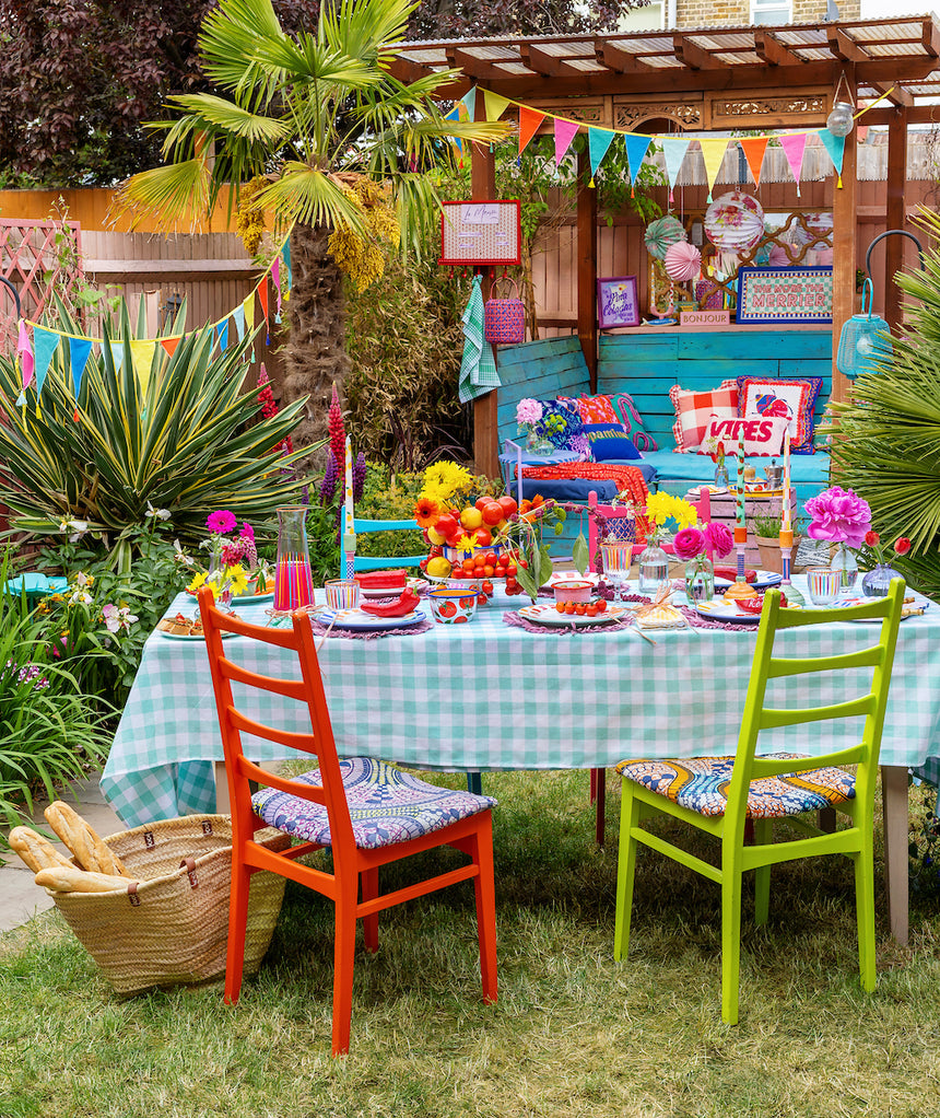 Talking Tables Bon Appetit Gingham Cotton Tablecloth, Mint