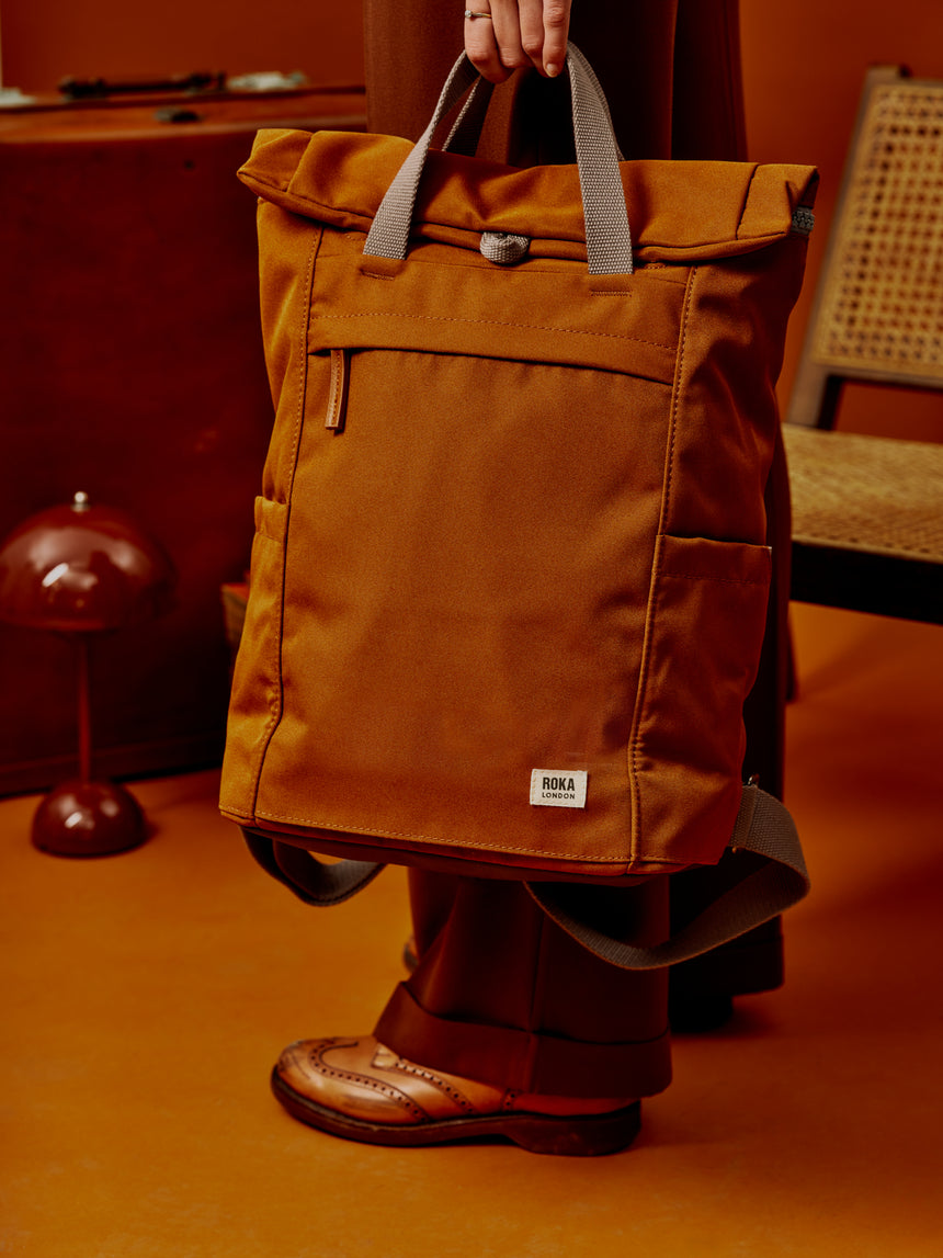 Roka London Finchley Sustainable Canvas Rucksack, Bran