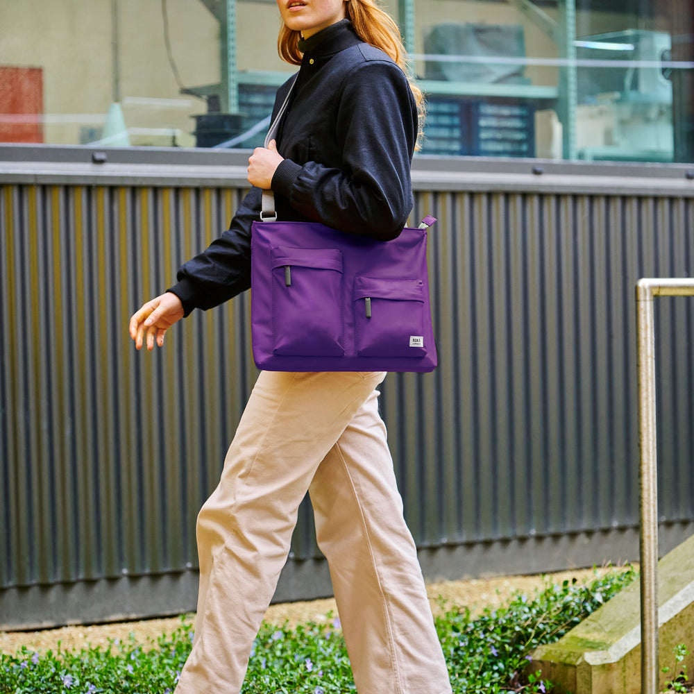 Roka London Moorgate M Tote Bag, Majestic Purple  (Recycled Nylon )