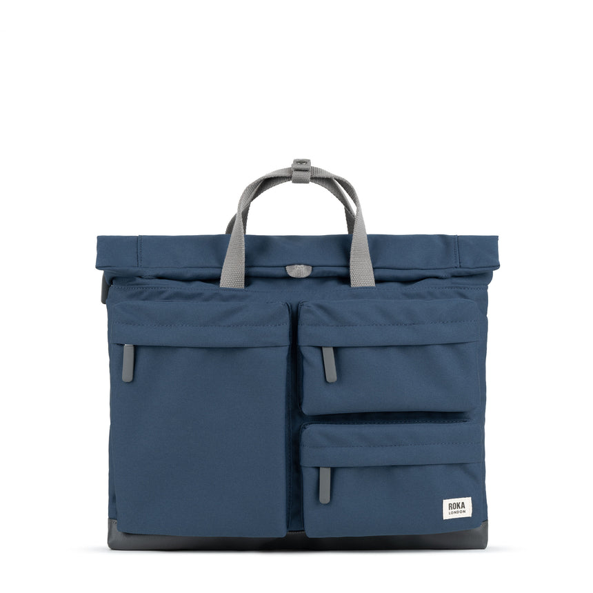 Roka London Blackfriars Messenger Bag, Deep Blue ( Recycled Canvas)