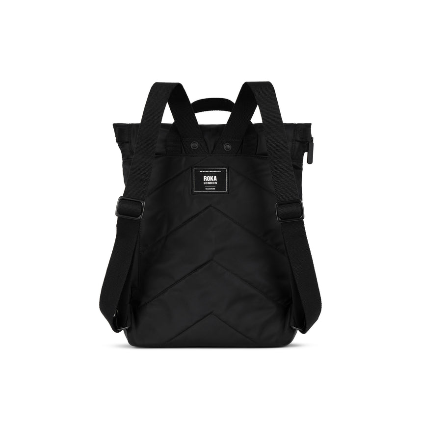 Roka London ALL Black Camden P Rucksack, (Sustainable Nylon)