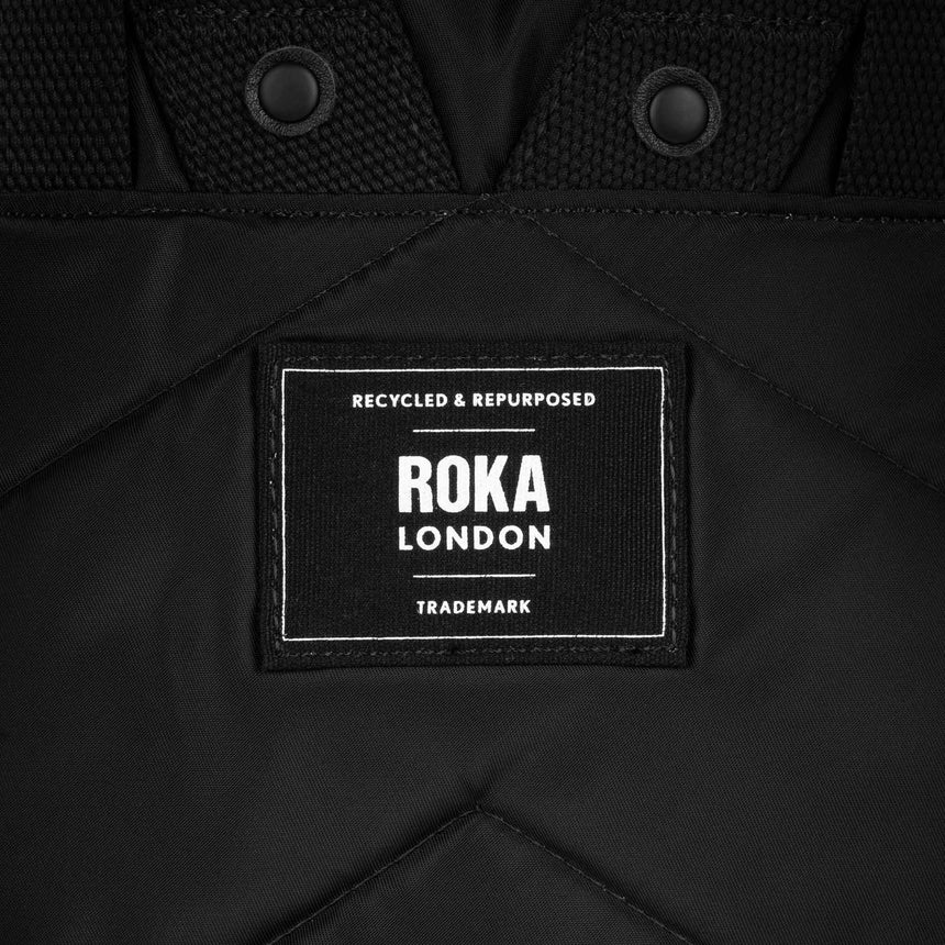 Roka London ALL Black Camden P Rucksack, (Sustainable Nylon)