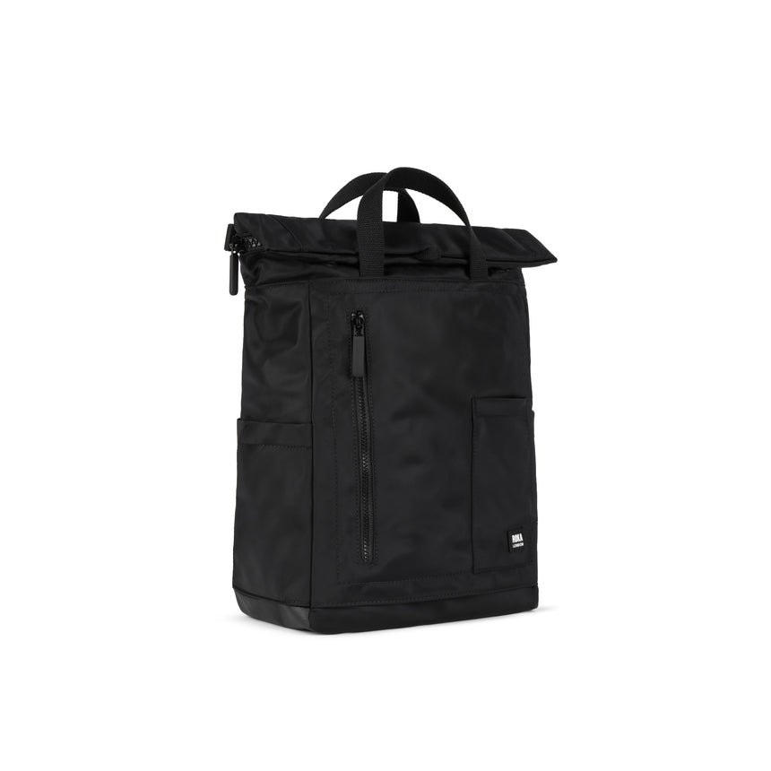 Roka London ALL Black Camden P Rucksack, (Sustainable Nylon)