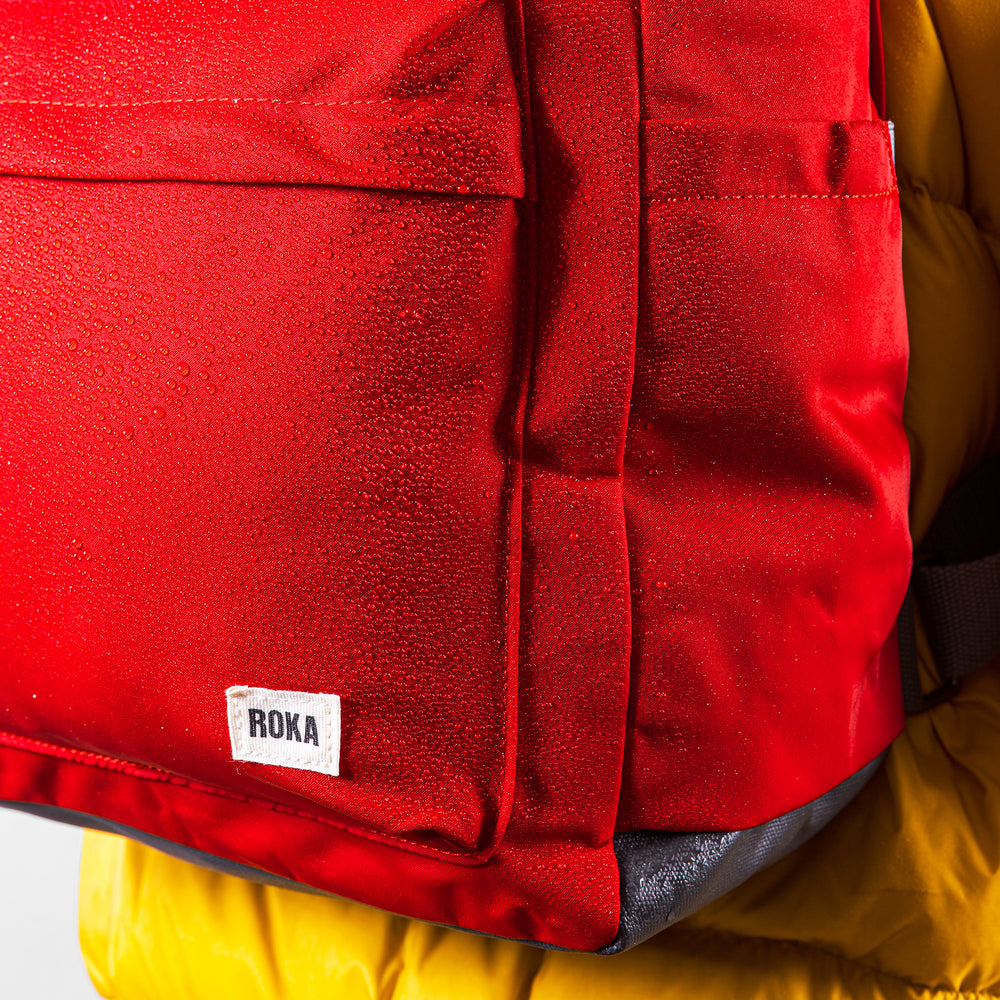 Roka London Canfield B Sustainable Nylon Rucksack, Cranberry