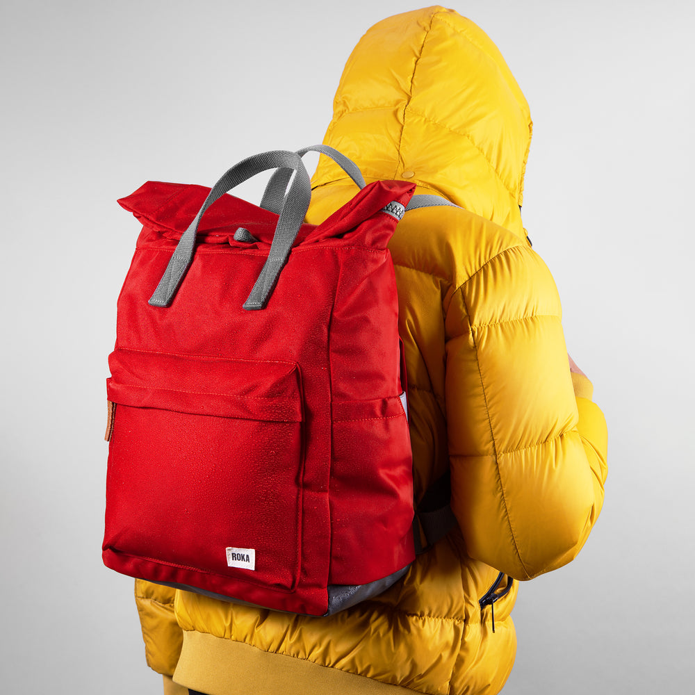 Roka London Canfield B Sustainable Nylon Rucksack, Cranberry