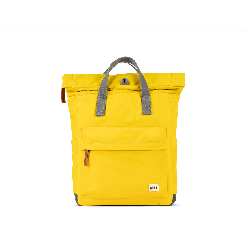 Roka London Canfield B Sustainable Nylon Rucksack, Mustard