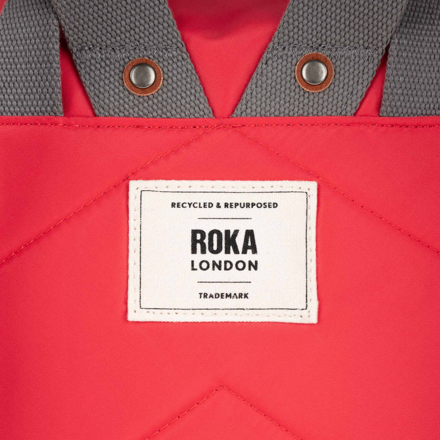 Roka London Canfield B Medium Sustainable Nylon Rucksack, Poppy