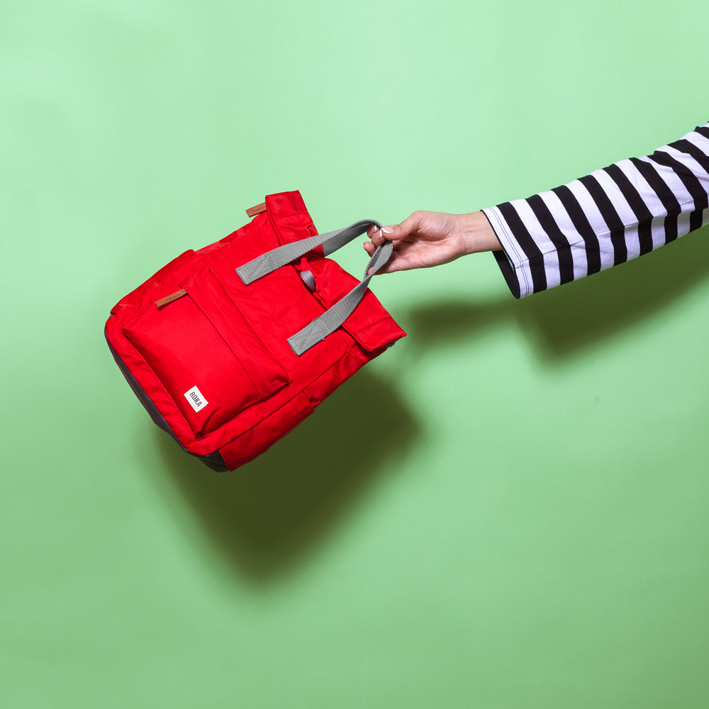 Roka London Canfield B Sustainable Nylon Rucksack, Cranberry