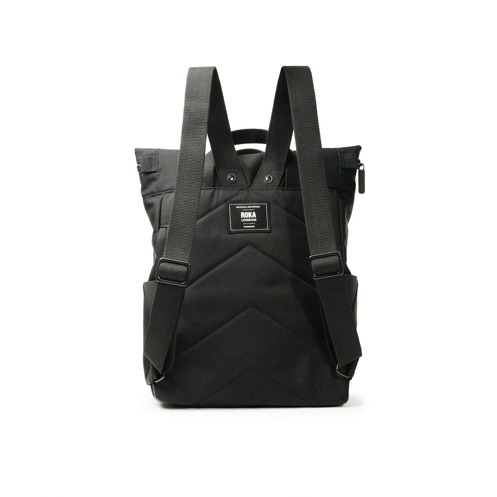 Roka London All Black Canfield B Medium Rucksack, (Sustainable Canvas)
