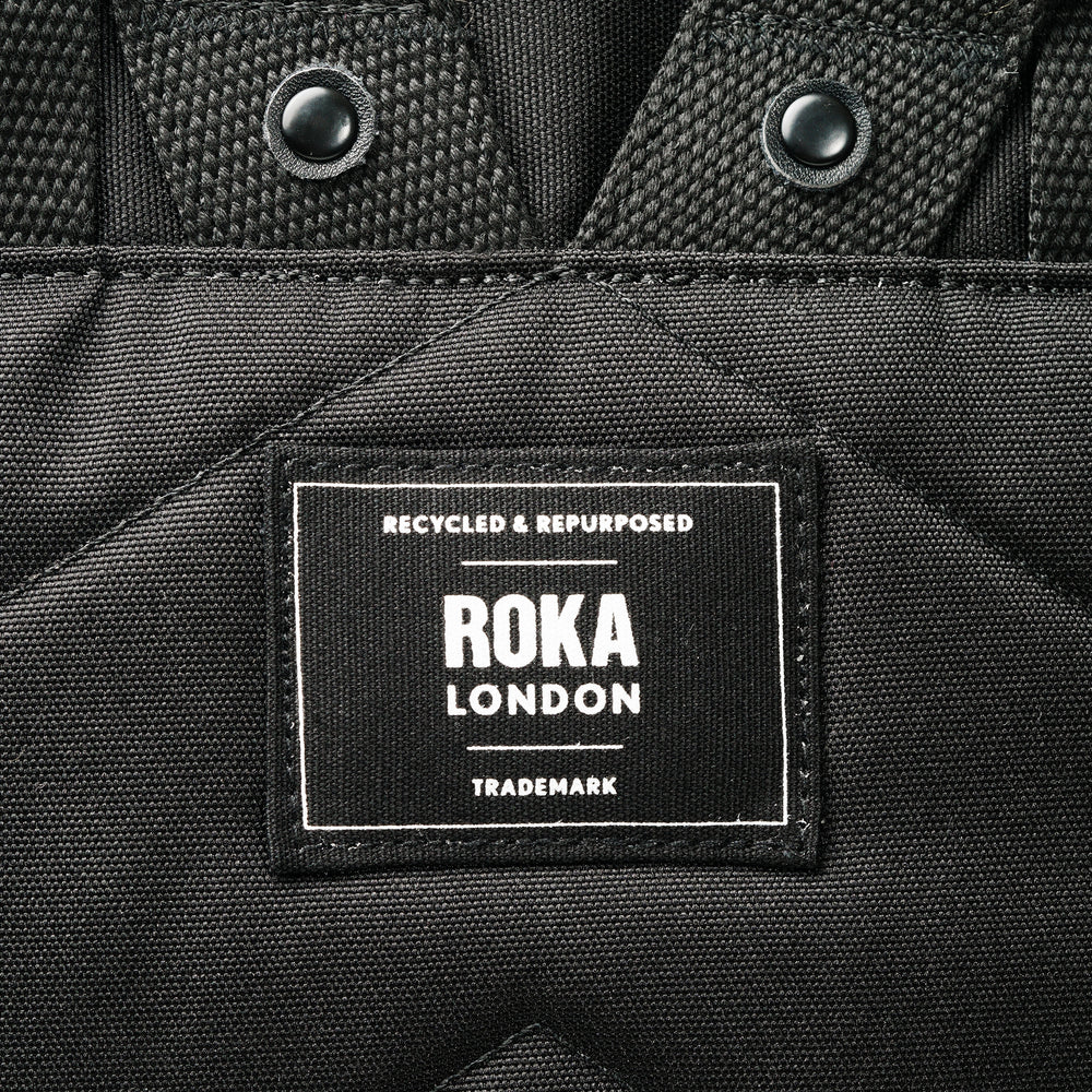 Roka London All Black Canfield B Medium Rucksack, (Sustainable Canvas)