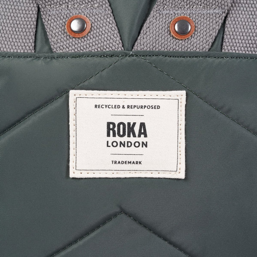 Roka London Canfield B Medium Sustainable Nylon Rucksack, Thyme
