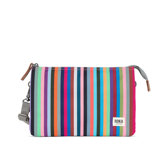 Roka London Carnaby Crossbody Bag, Multi Stripe (Sustainable Canvas)