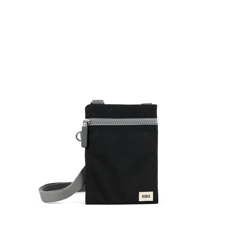 Roka London Chelsea Crossbody Phone Bag, Black (Recycled Nylon)