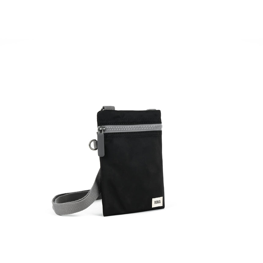 Roka London Chelsea Crossbody Phone Bag, Black (Recycled Nylon)