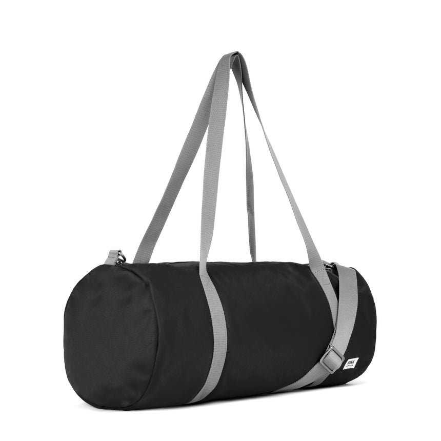 Roka London City Barrel Bag, Black (Recycled Nylon)