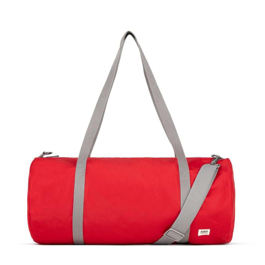 Roka London City Barrel Bag, Cranberry (Recycled Nylon)