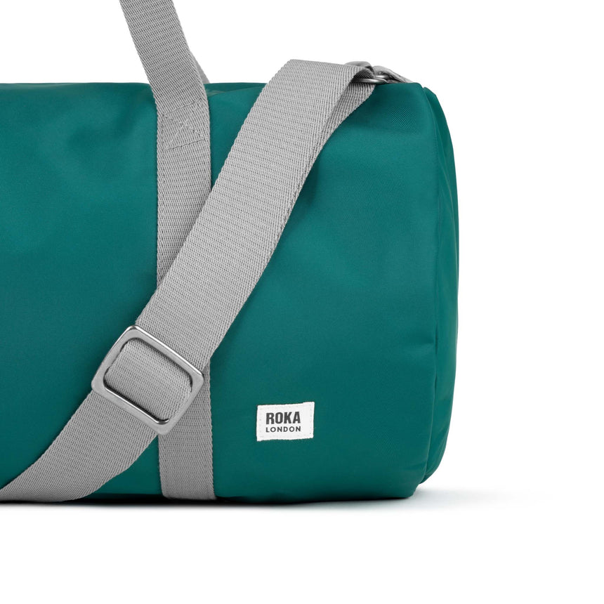 Roka London City Barrel Bag, Teal (Recycled Nylon)