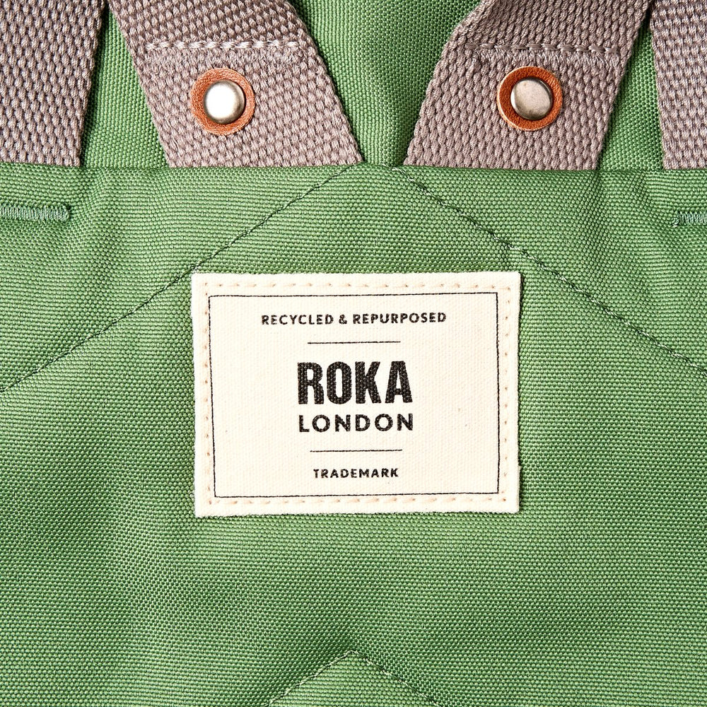 Roka London Finchley Small Sustainable Canvas Rucksack, Artichoke
