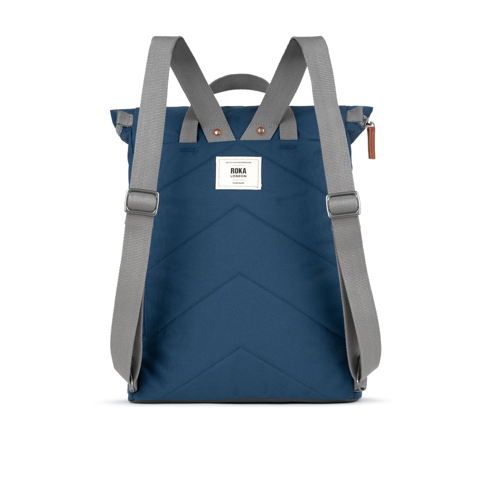 Roka London Finchley Medium Sustainable Canvas Rucksack, Deep Blue