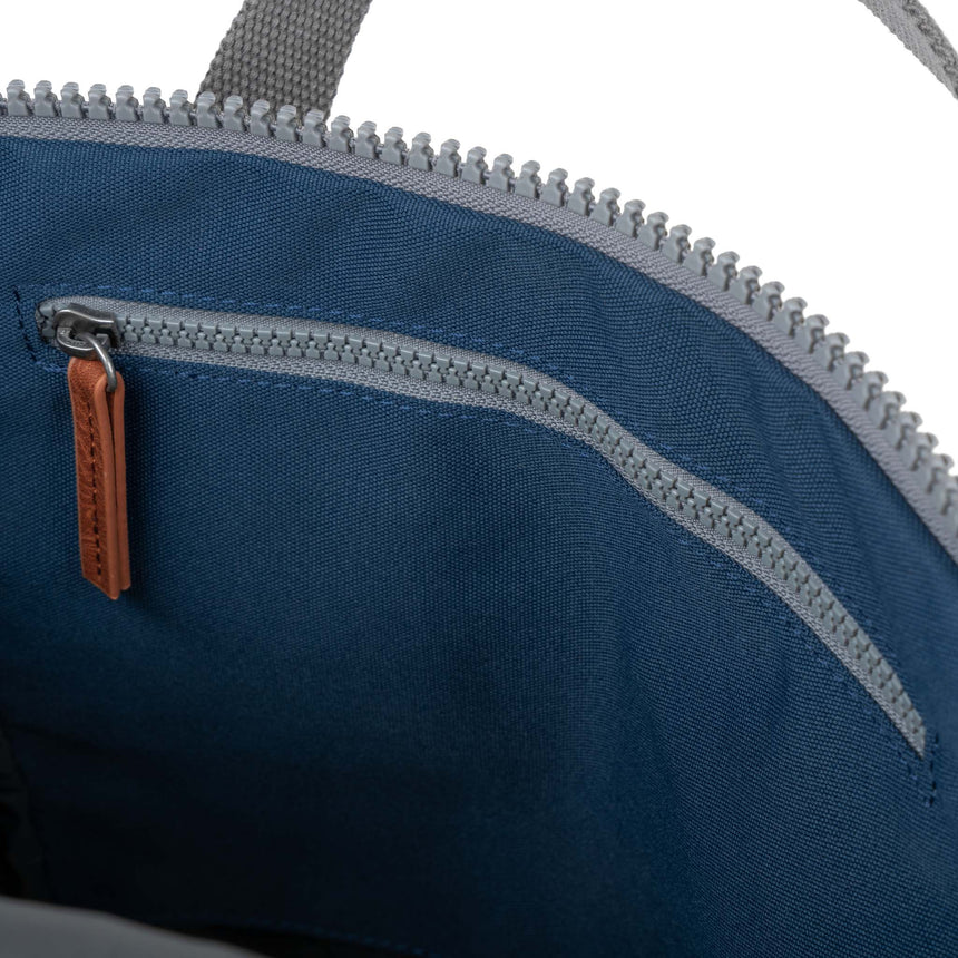 Roka London Finchley Medium Sustainable Canvas Rucksack, Deep Blue