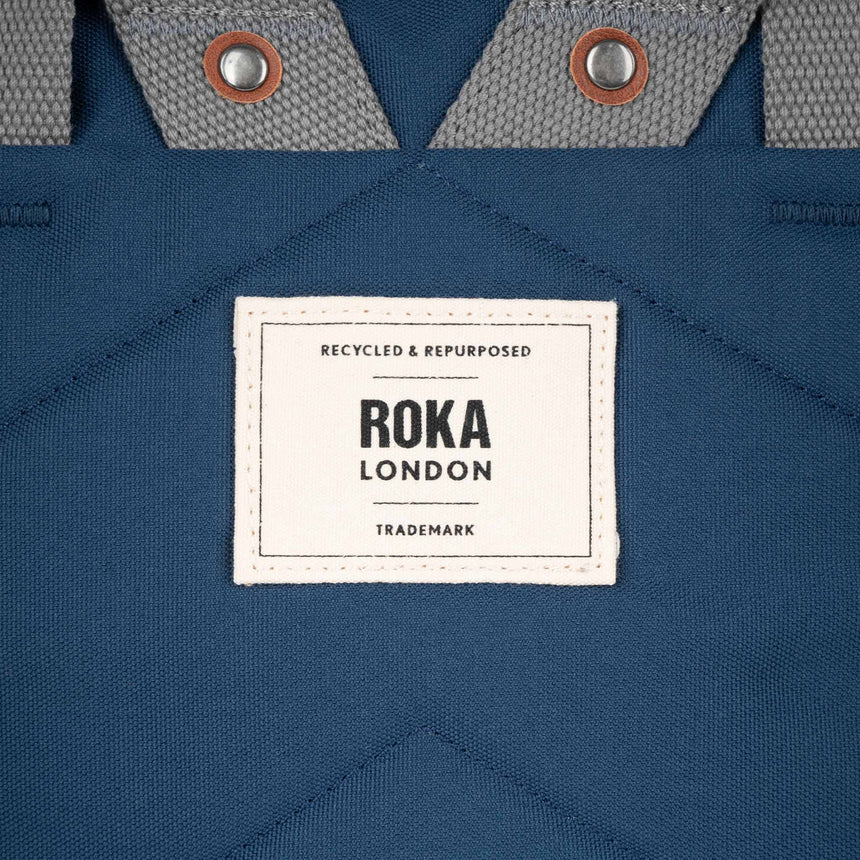 Roka London Finchley Medium Sustainable Canvas Rucksack, Deep Blue