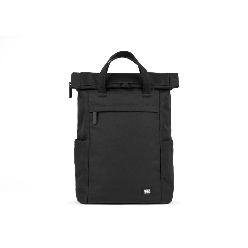 Roka London ALL Black Finchley Rucksack, (Sustainable Canvas)