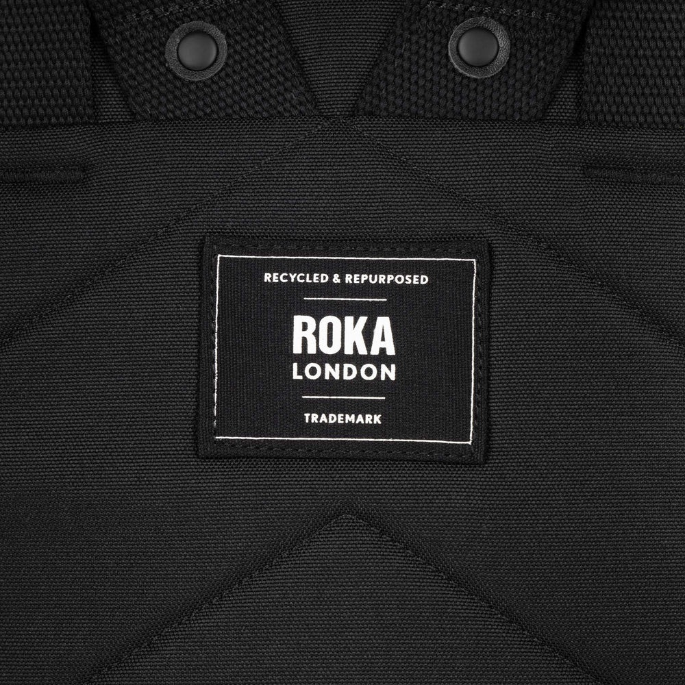 Roka London All Black Finchley Rucksack, (Sustainable Canvas)
