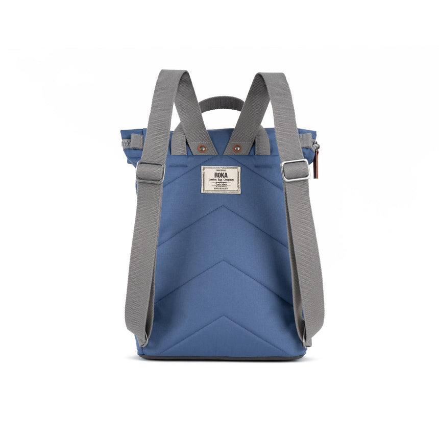 Roka London Finchley Sustainable Canvas Rucksack, Burnt Blue