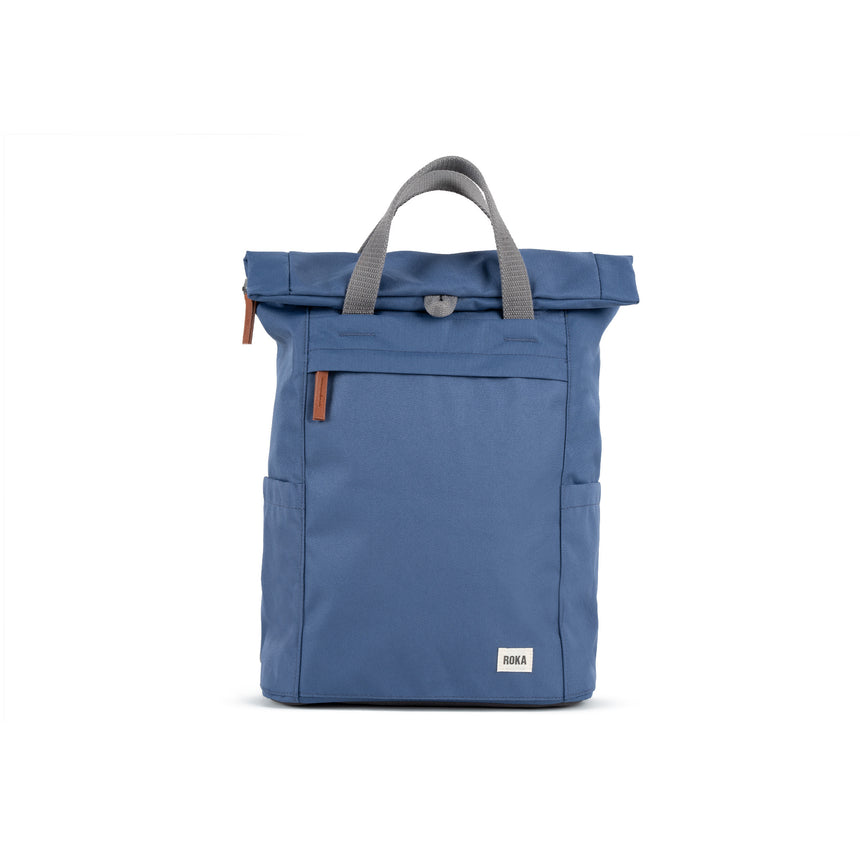 Roka London Finchley Sustainable Canvas Rucksack, Burnt Blue