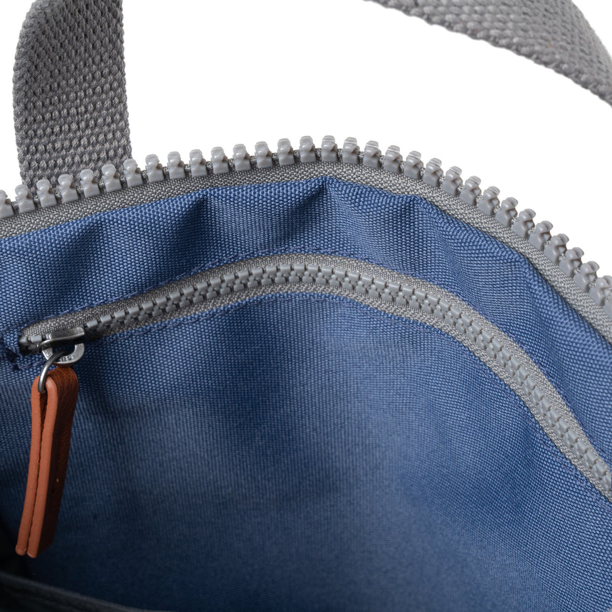 Roka London Finchley Sustainable Canvas Rucksack, Burnt Blue