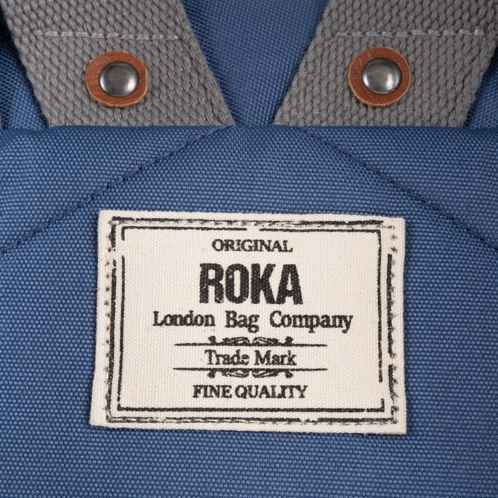Roka London Finchley Sustainable Canvas Rucksack, Burnt Blue