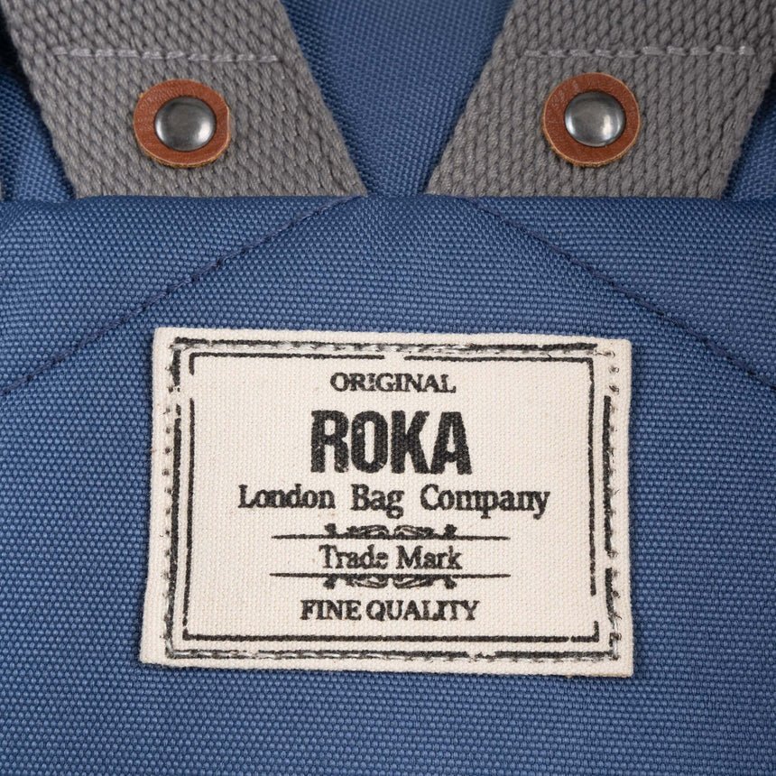 Roka London Finchley Sustainable Canvas Rucksack, Burnt Blue