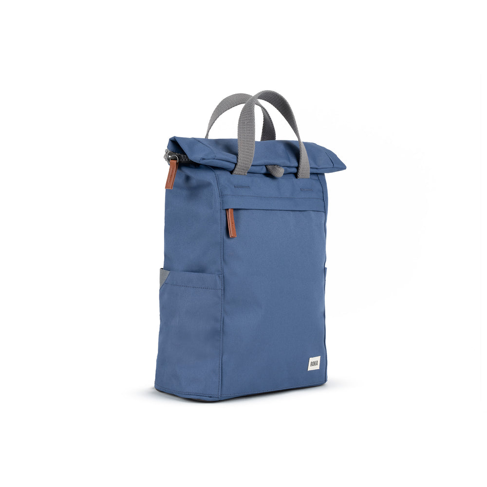Roka London Finchley Sustainable Canvas Rucksack, Burnt Blue