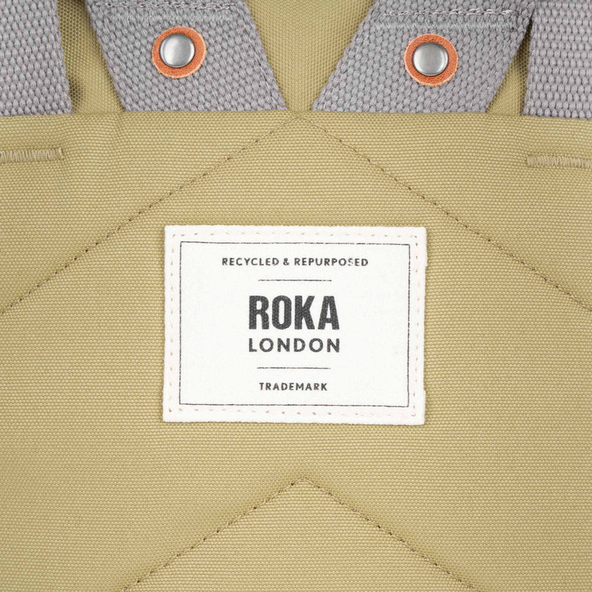 Roka London Finchley Sustainable Canvas Rucksack, Khaki