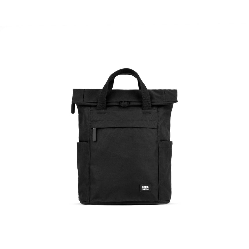 Roka London ALL Black Finchley Rucksack, (Sustainable Canvas)