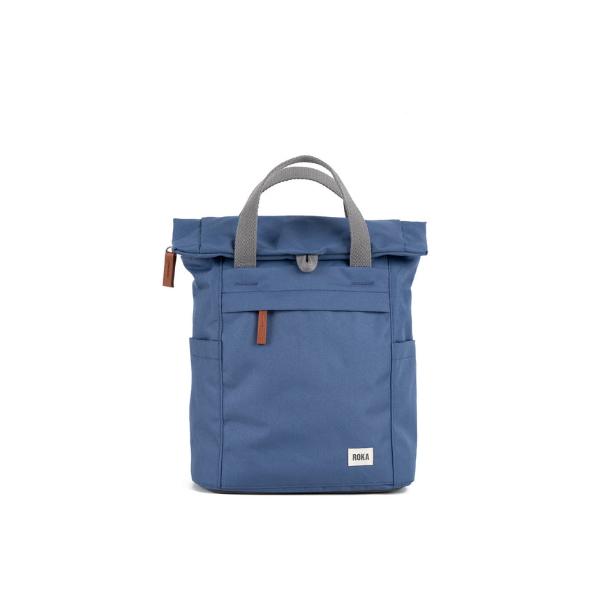 Roka London Finchley Sustainable Canvas Rucksack, Burnt Blue