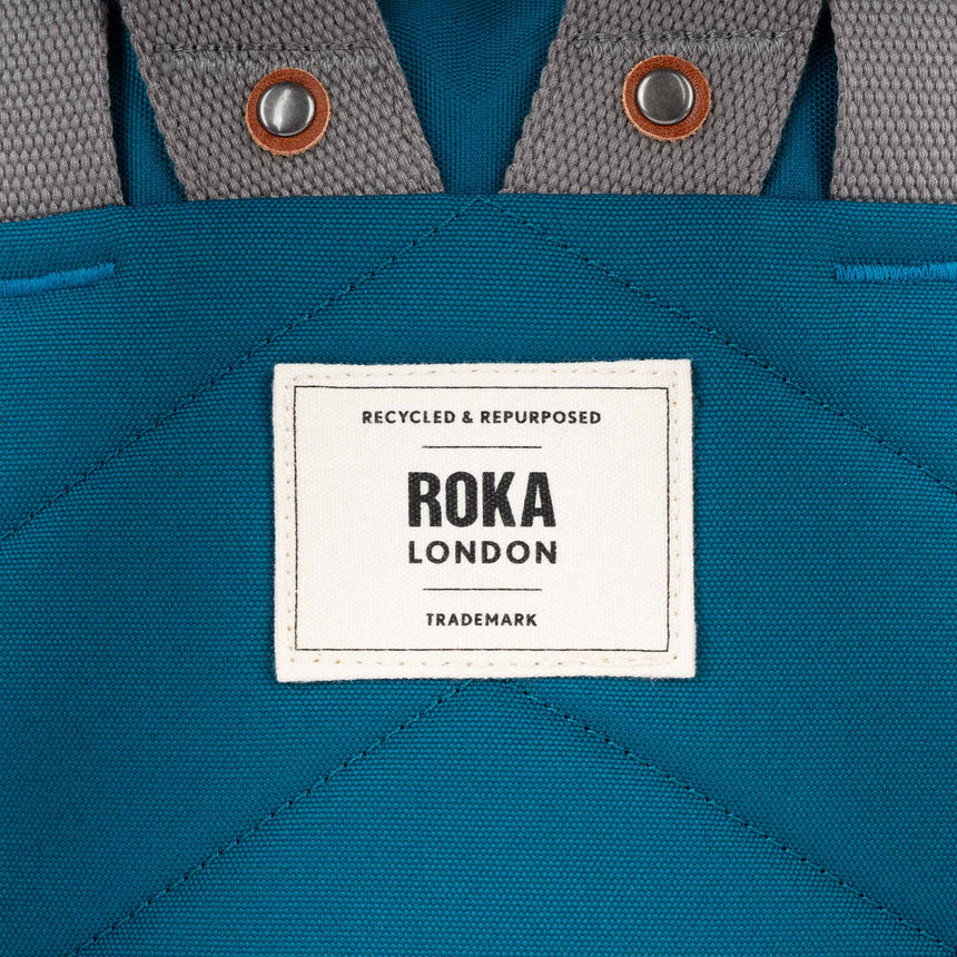 Roka London Finchley Small Sustainable Canvas Rucksack, Sapphire