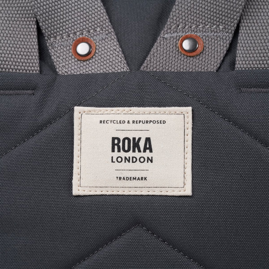 Roka London Finchley Sustainable Canvas Rucksack, Faded Black