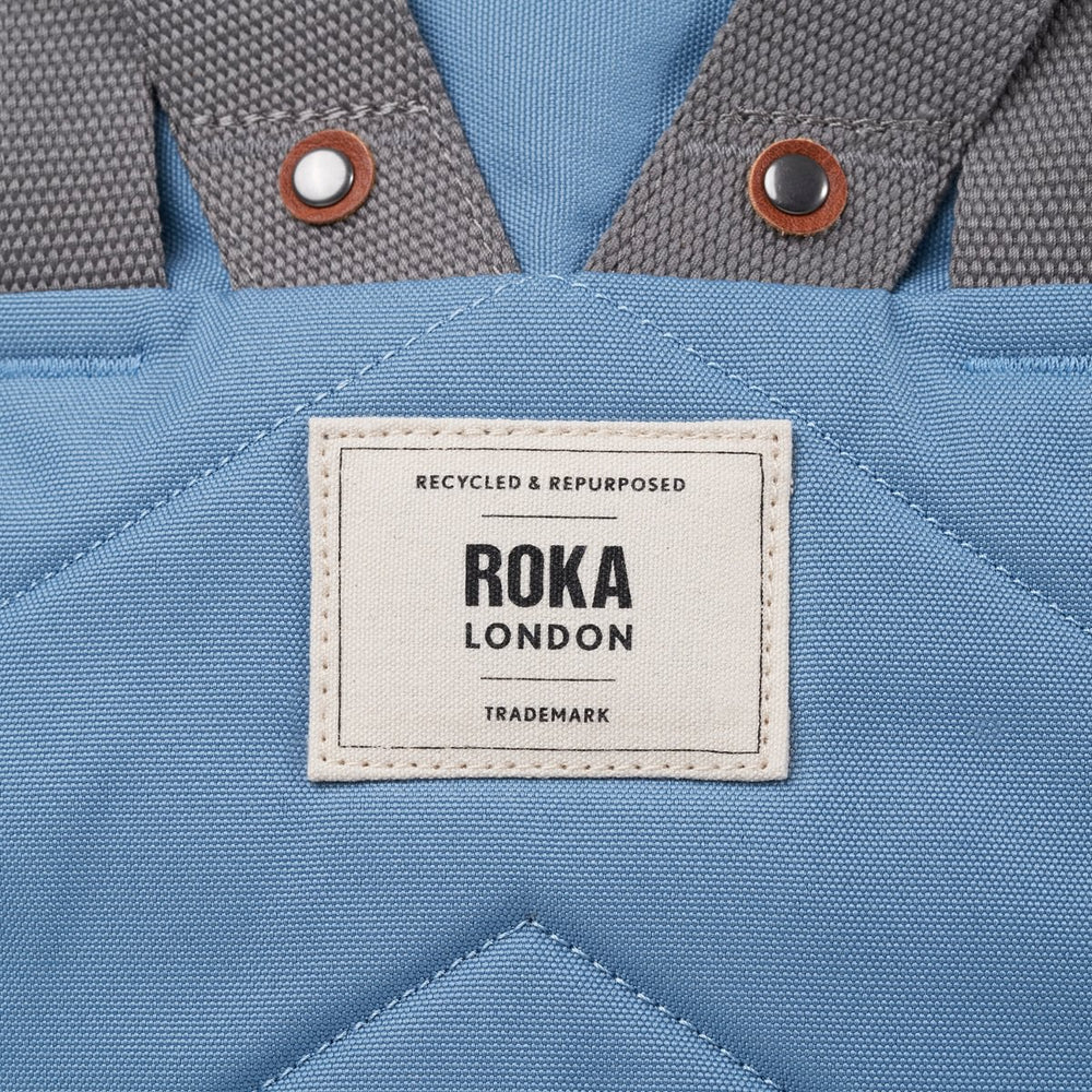Roka London Finchley Sustainable Canvas Rucksack, Retro Blue