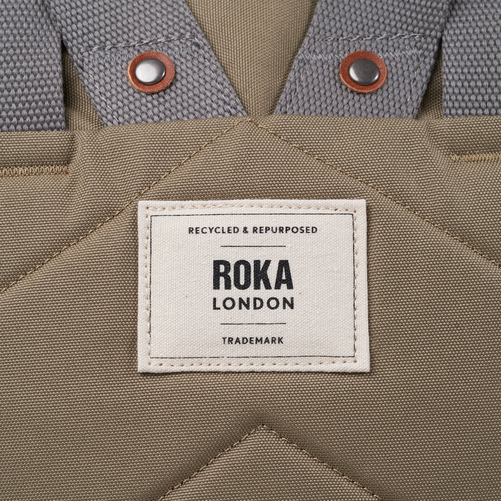 Roka London Finchley Sustainable Canvas Rucksack, Taupe