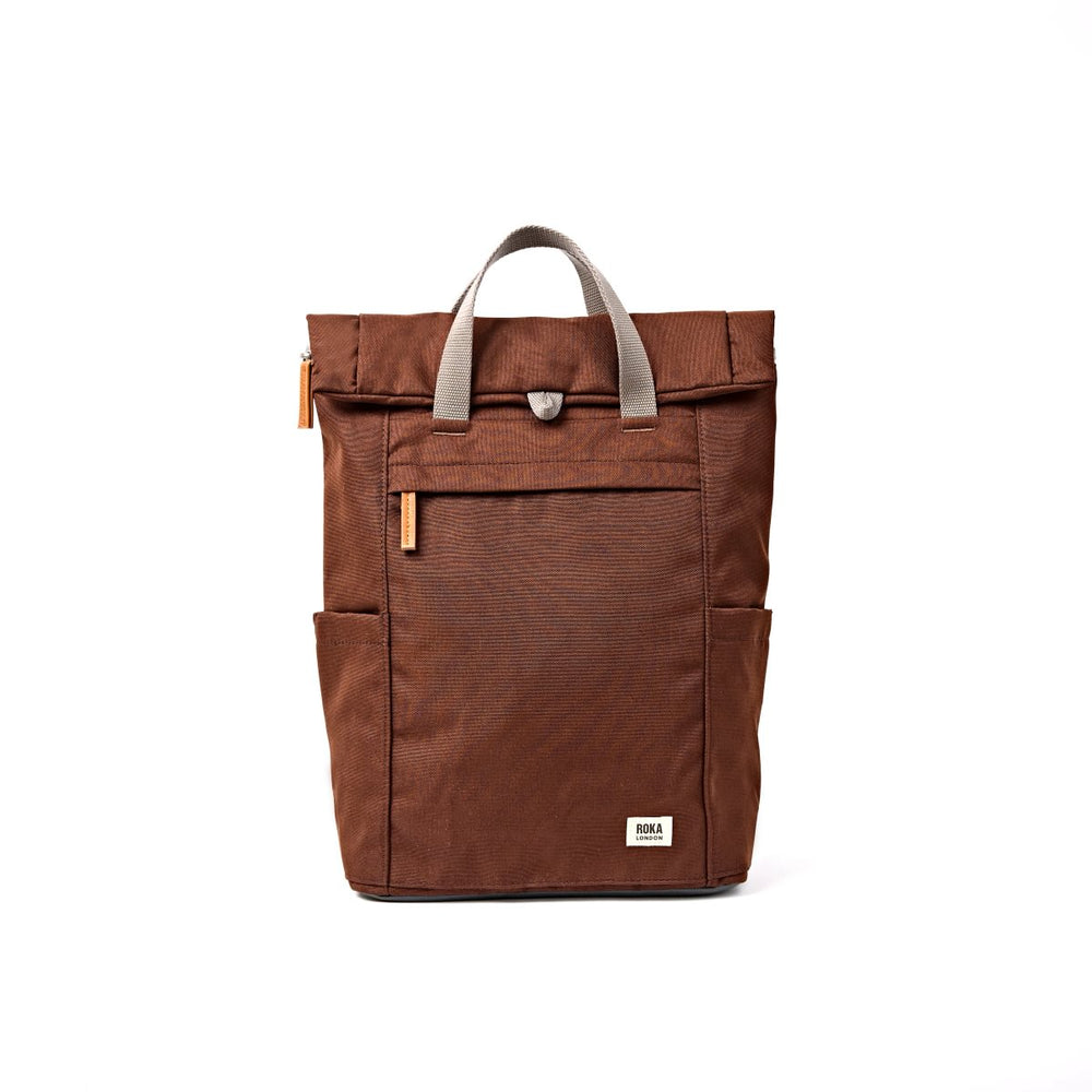Roka London Finchley Sustainable Canvas Rucksack, Chocolate