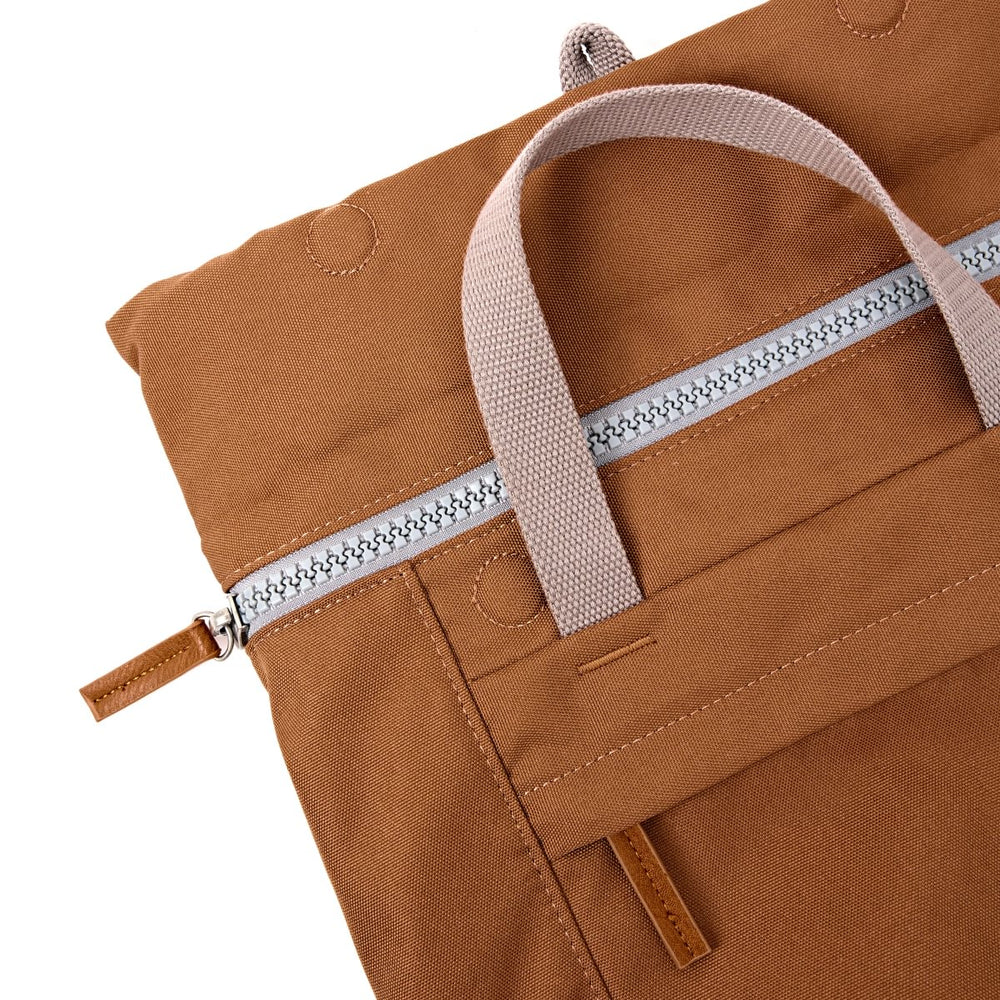 Roka London Finchley Sustainable Canvas Rucksack, Cinnamon