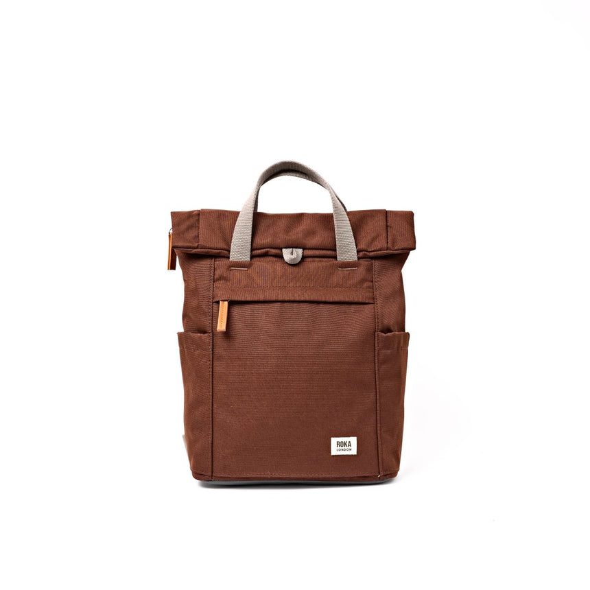 Roka London Finchley Sustainable Canvas Rucksack, Chocolate