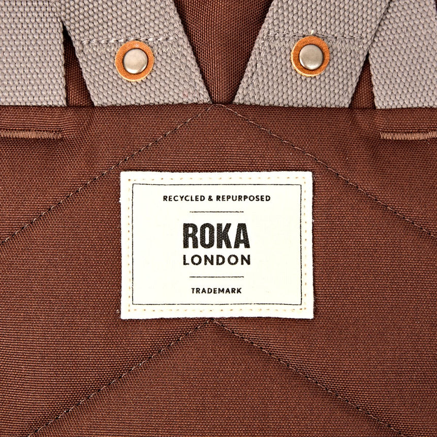 Roka London Finchley Sustainable Canvas Rucksack, Chocolate