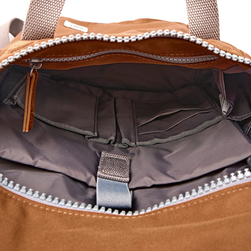 Roka London Finchley Sustainable Canvas Rucksack, Cinnamon