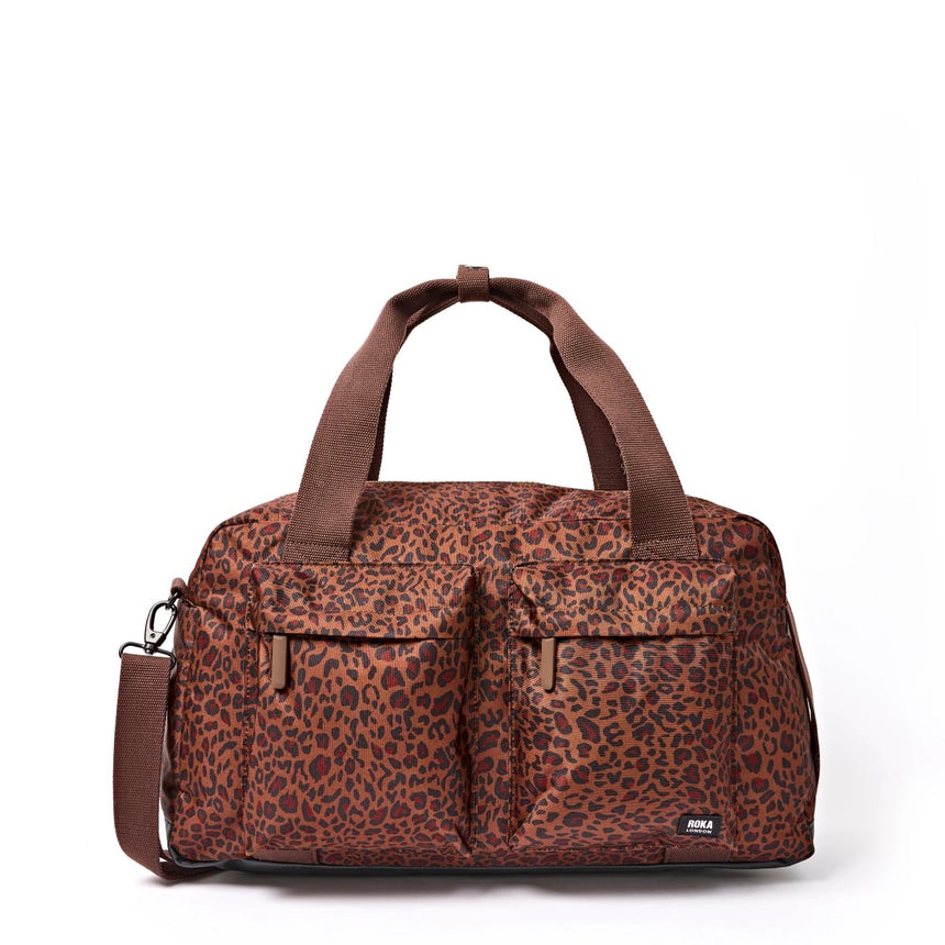 Roka London Gatwick Medium  Duffel Bag, Mini Leopard (Recycled Canvas)